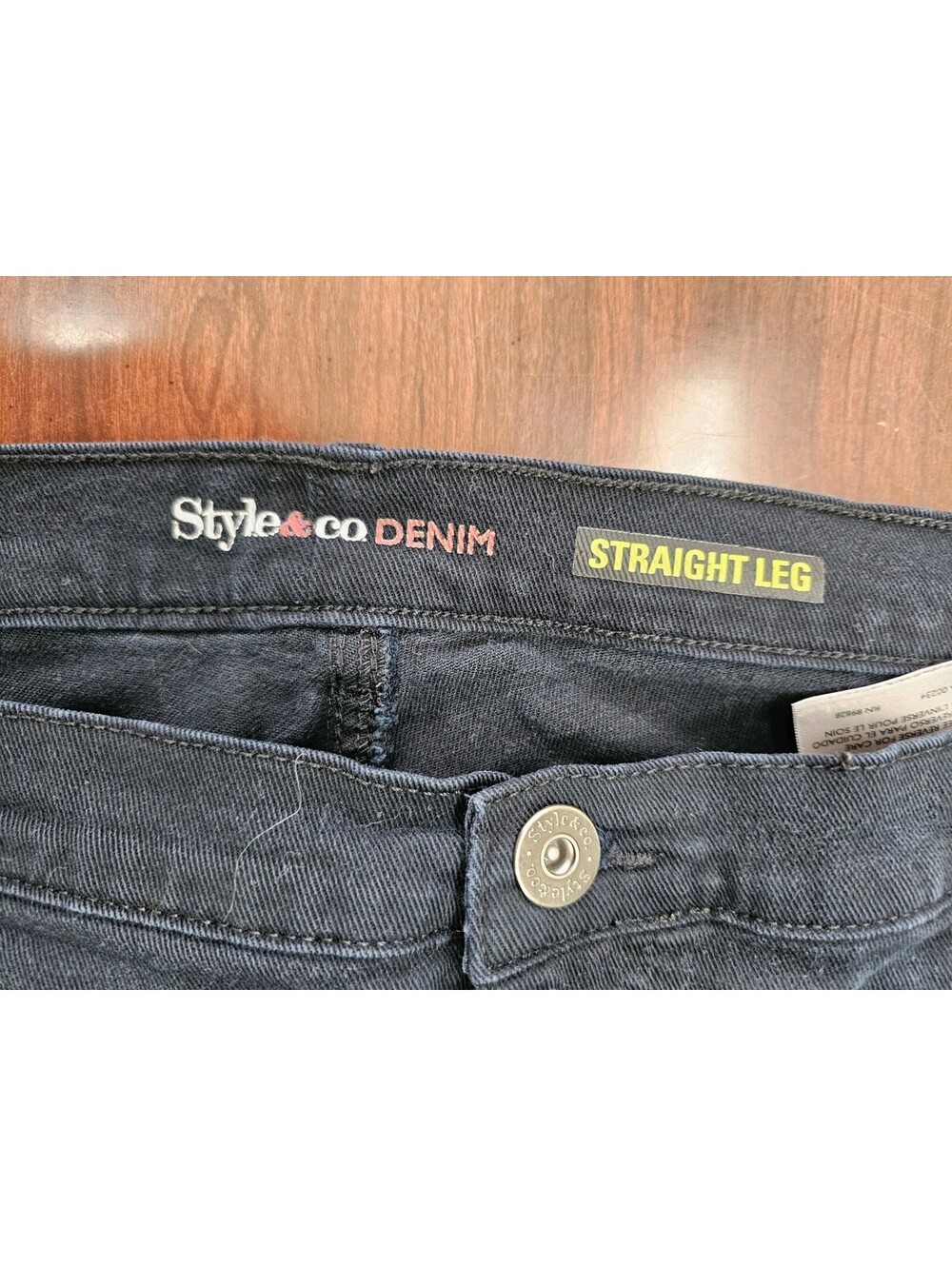Style & Co Womens 20W Black Straight Leg Jeans Plus Size Stretch Denim Mid Rise - Picture 4 of 9